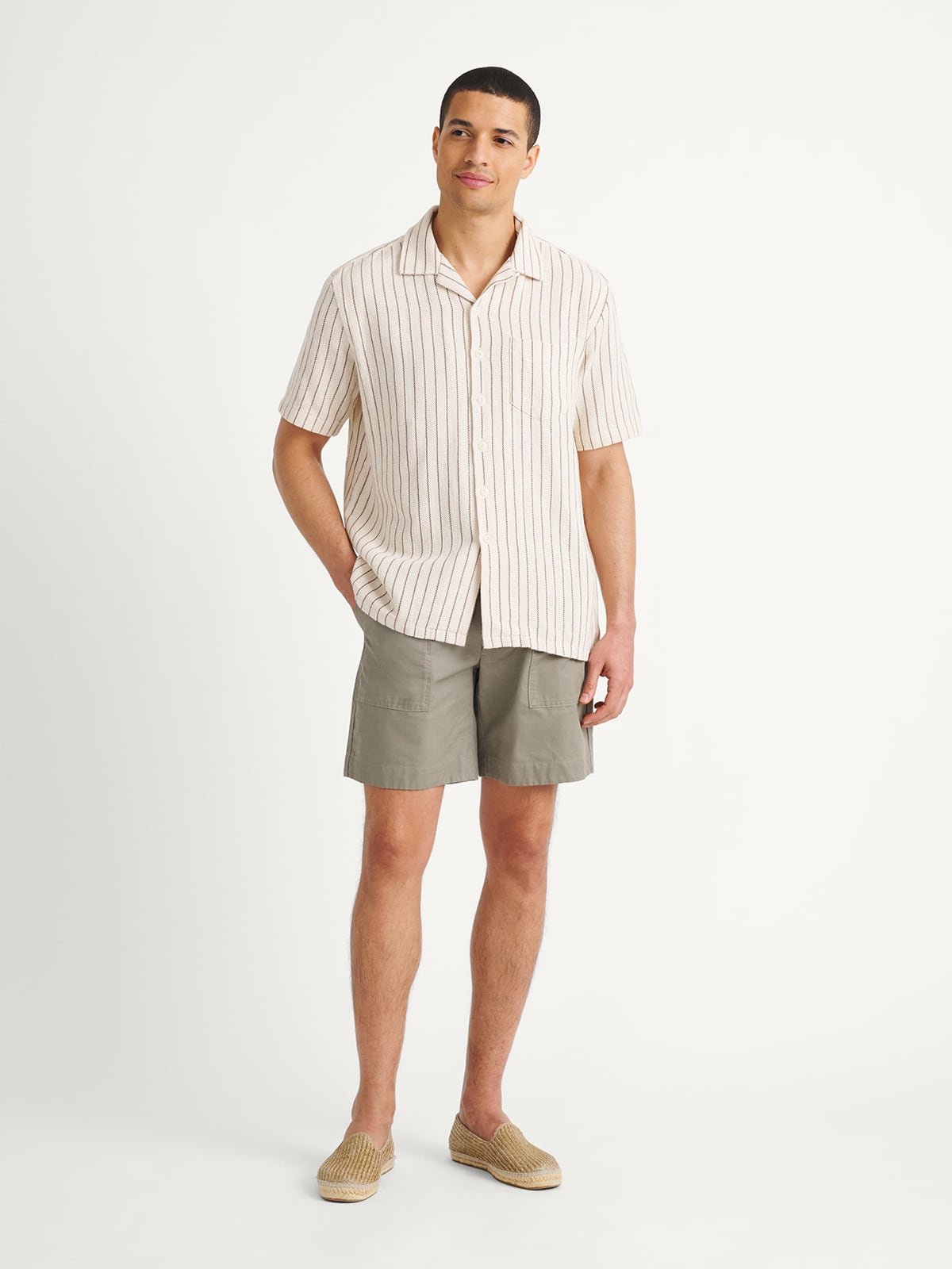 brown and white striped dress shirt Emersyn Cotton Shirt