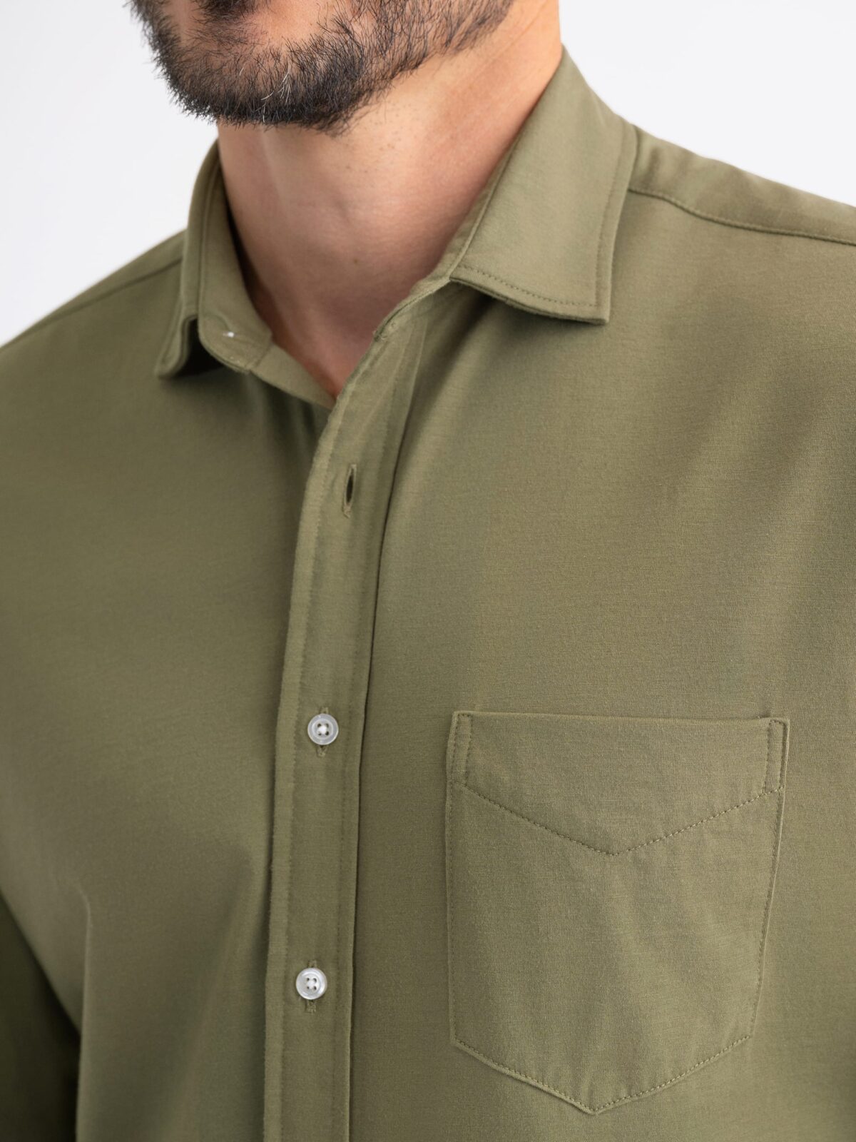 slim fit dress slacks Mcm Men's Winter Moss Green Cotton Button Down Dress (IT 46 / US 36) main image 1