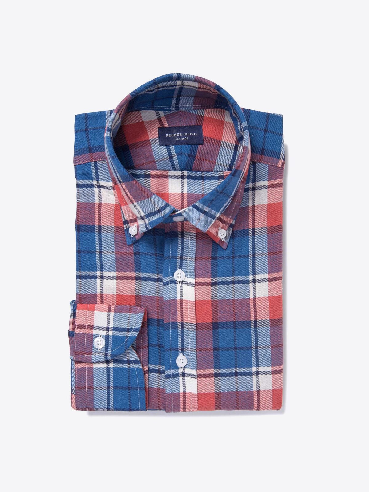 Japanese Blue and Red Plaid Fitted Dress Shirt Shirt by Proper Cloth
