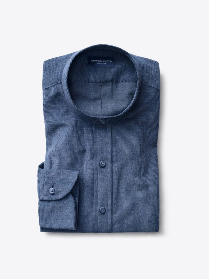 Canclini Slate Blue Melange Corduroy Men's Dress Shirt 