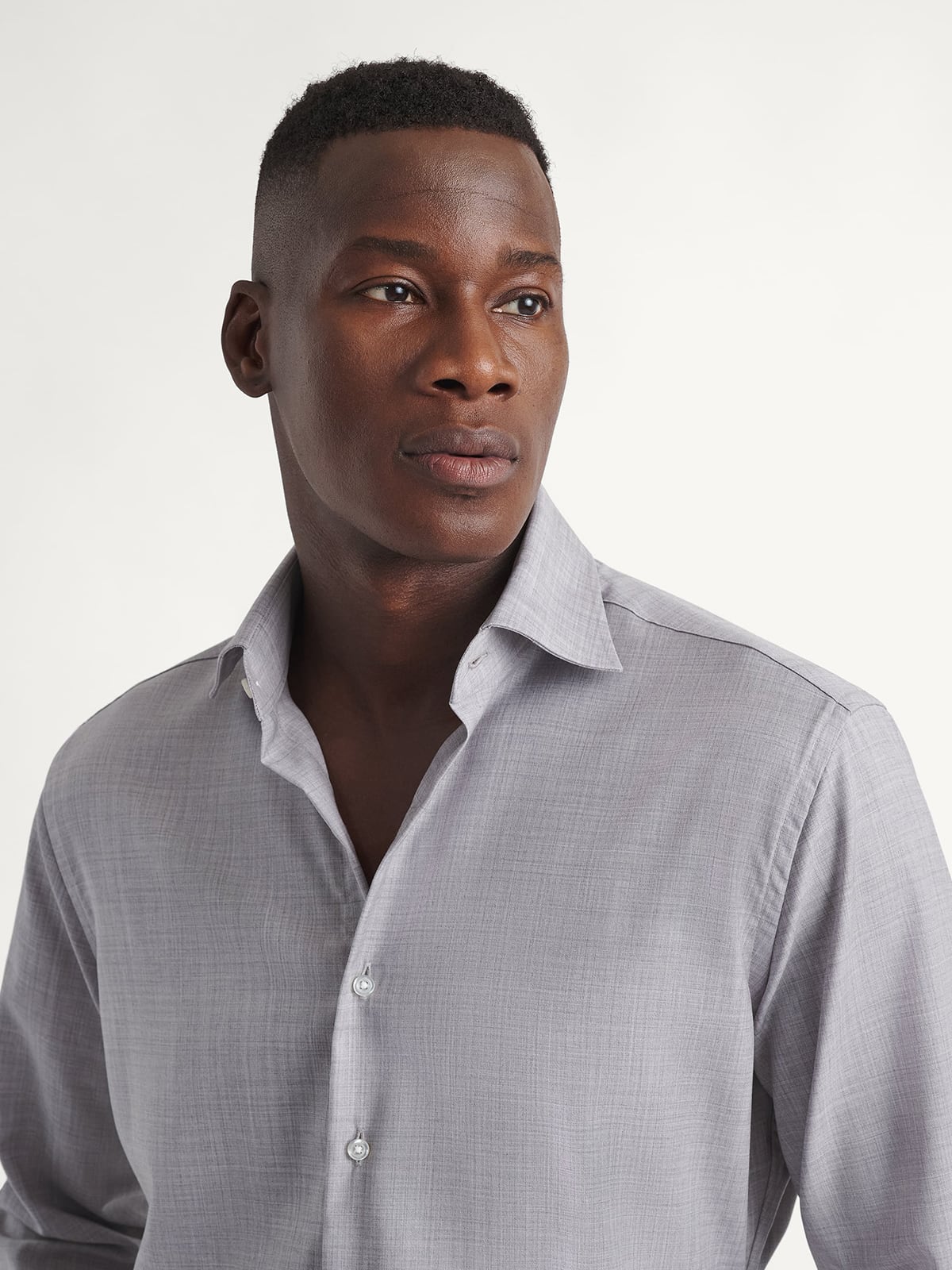 Reda Dove Grey Melange Merino Wool Shirt Reda Dove Grey Melange Merino Wool Shirt