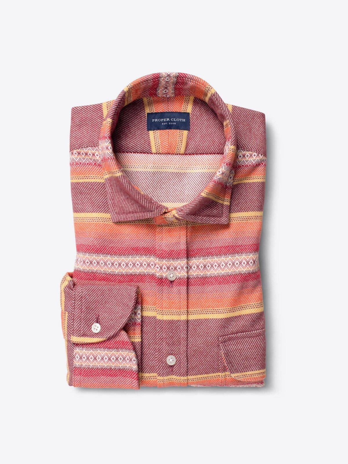 Faded Red and Orange Southwest Stripe Jacquard Shirt