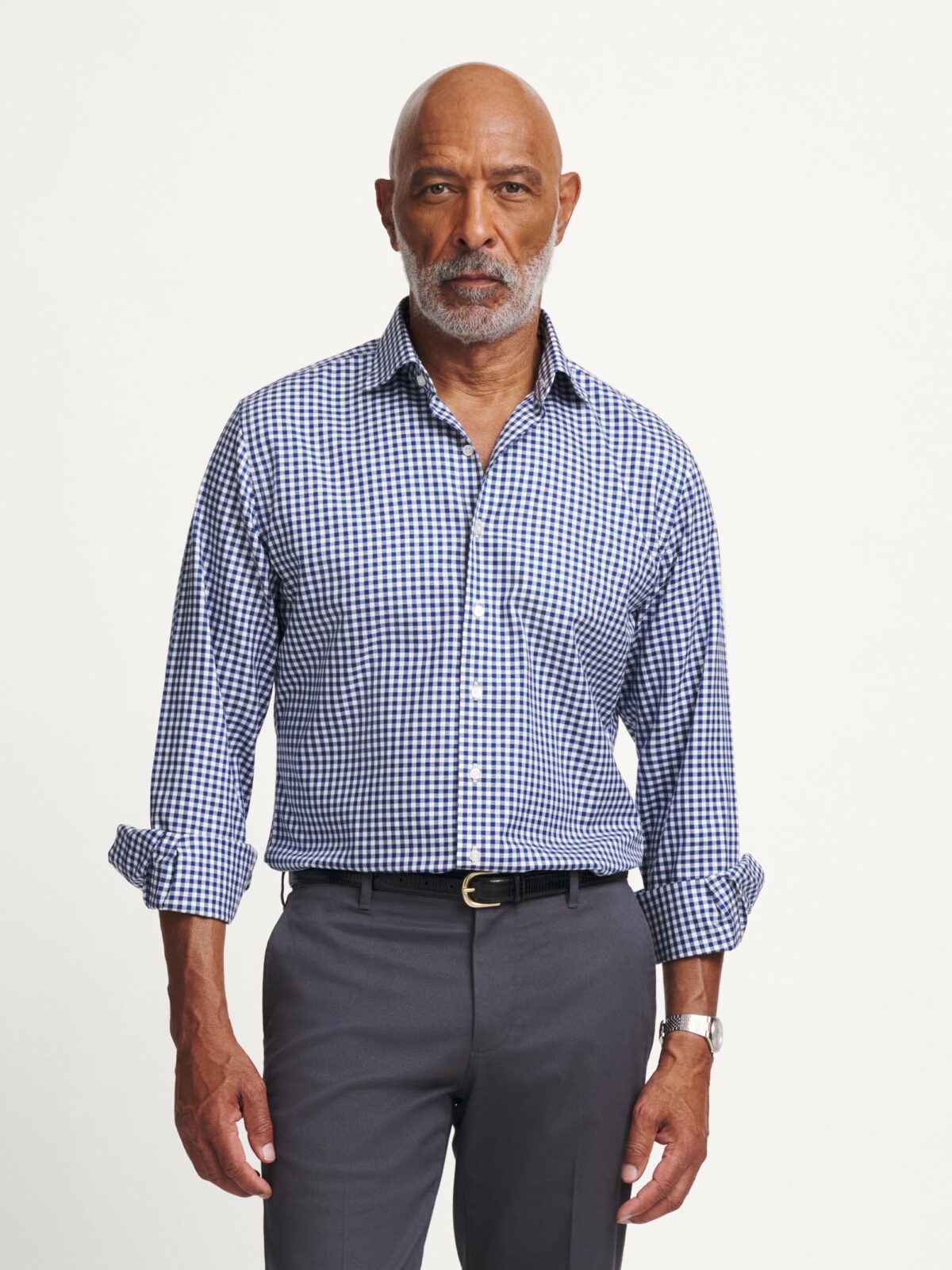 navy blue gingham dress shirt Proper Cloth Men's Non-Iron Supima Navy Blue Gingham Dress Shirt