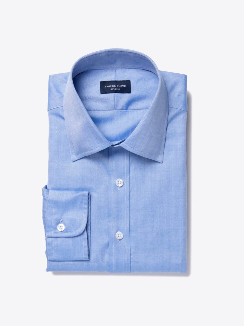Canclini Blue Herringbone Fitted Shirt 