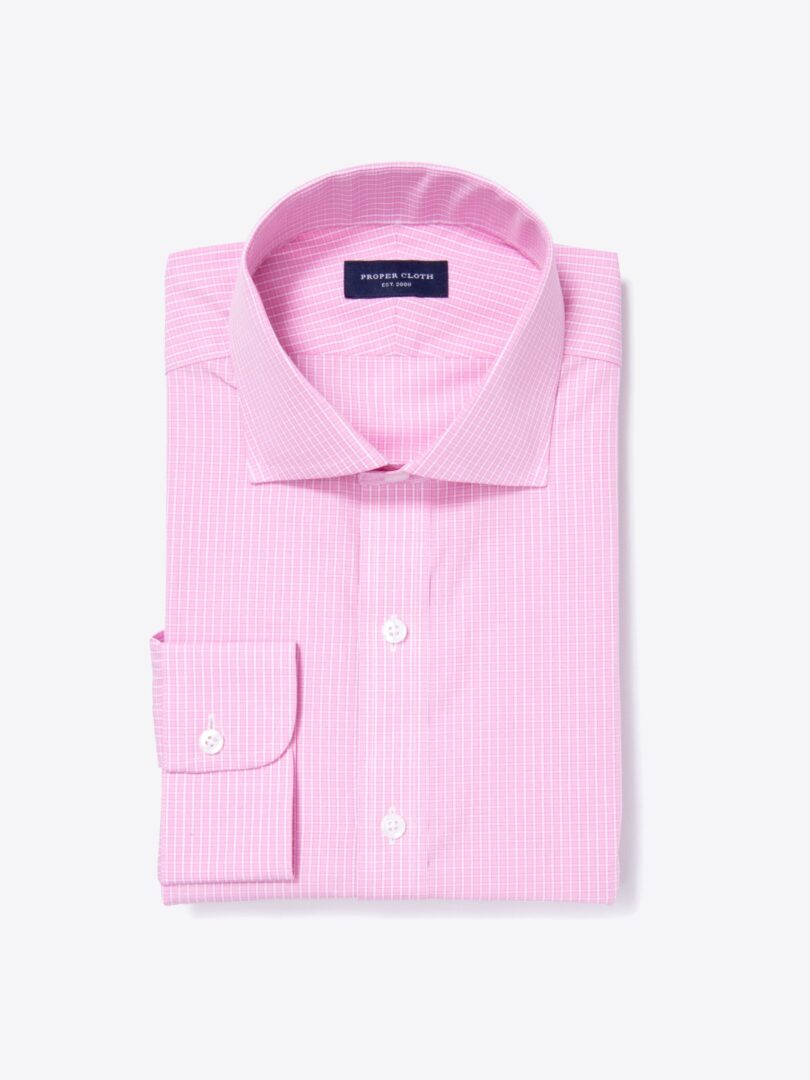 Waverly Pink Check Fitted Dress Shirt 