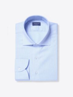 BIOTOP T.MASON レギュラー 長袖シャツLS SH ブルーミックス3 The Thomas Mason Non-Iron Shirt in Light Blue Small Check