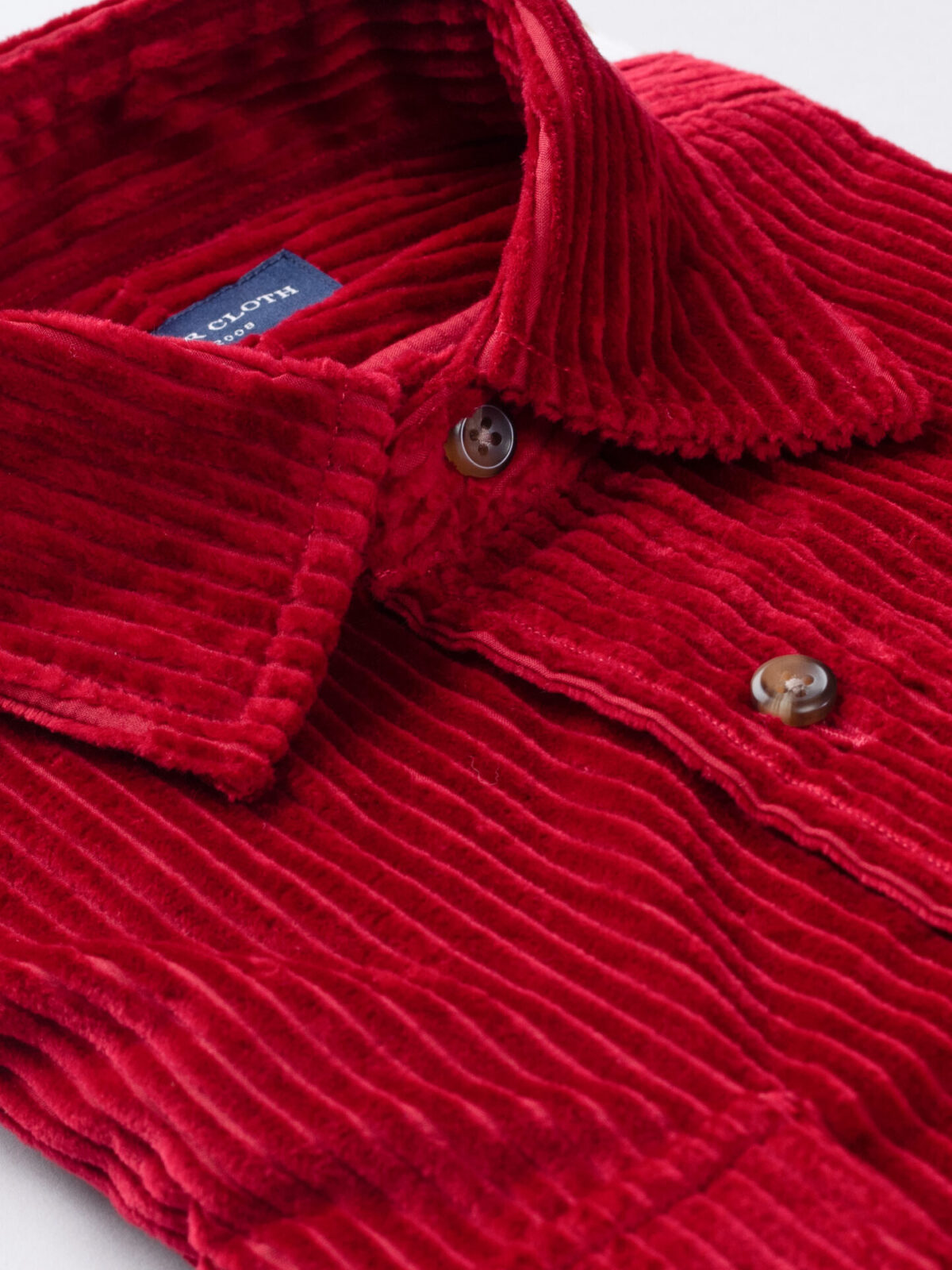 Duca Visconti Red Supima Wide Corduroy Shirt by Proper Cloth