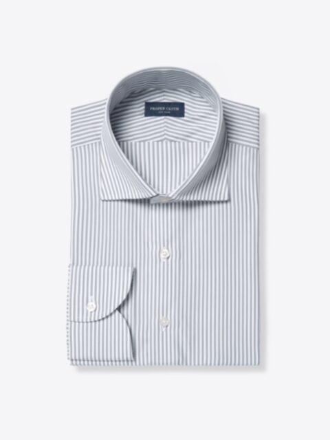 Stanton Light Grey Bengal Stripe 120s Broadcloth Shirt by Proper Cloth