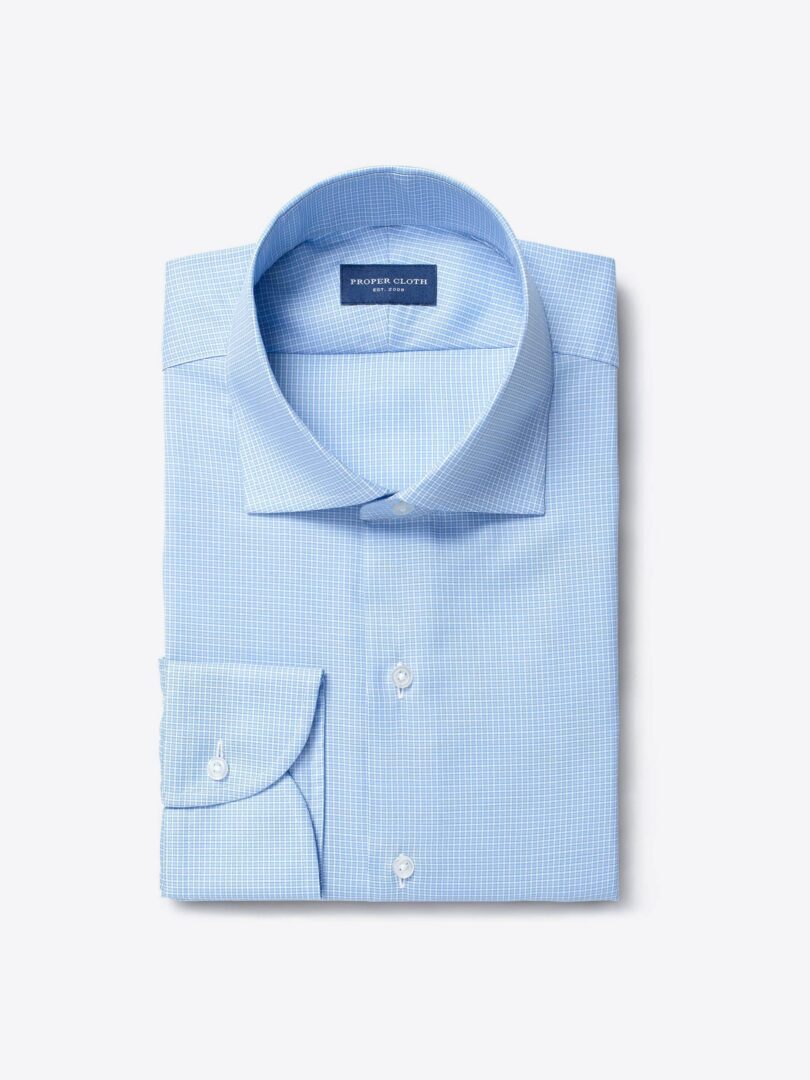 Carmine 120s Light Blue Small Check Tailor Made Shirt 