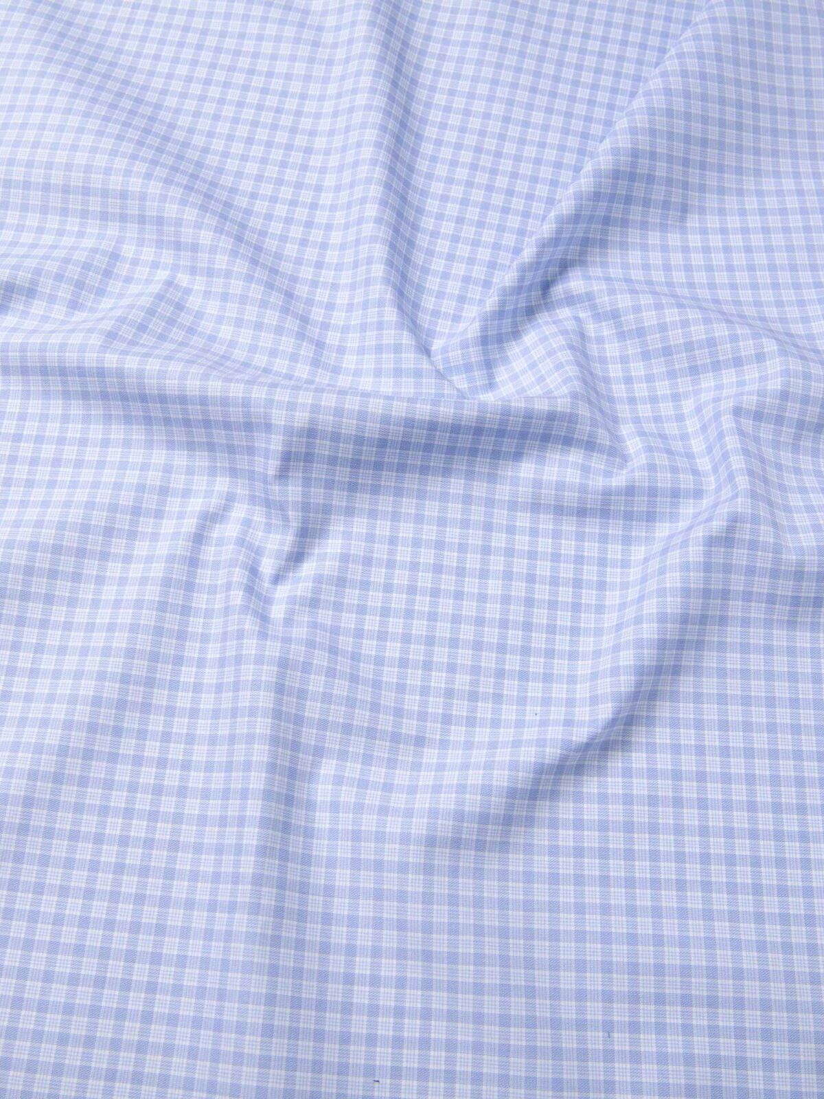 Thomas Mason Non-Iron Blue and Sky End-on-End Multi Check Shirts