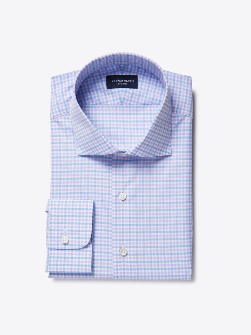 Thomas Mason Goldline Lavender Multi Check Fitted Shirt 
