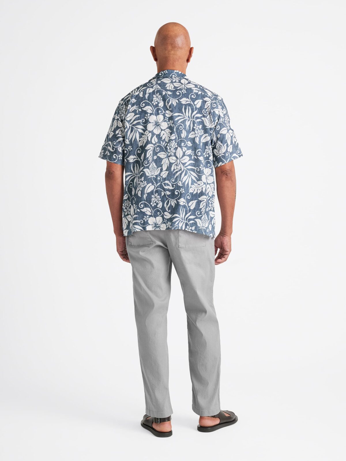 Faded Navy Linen Blend Aloha Print Shirt by Proper Cloth