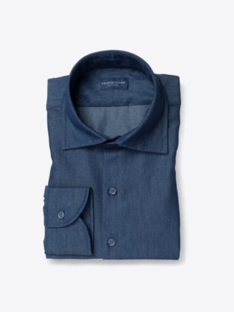 Shop Cotton and Tencel Dark Wash Denim