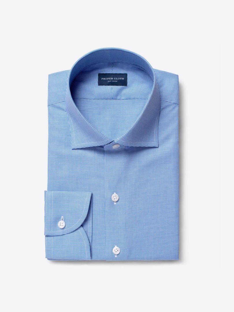 Morris Wrinkle-Resistant Blue Houndstooth Custom Made Shirt 