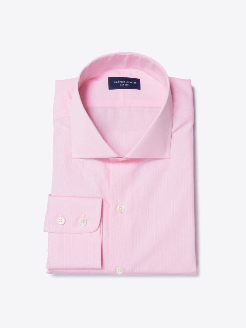 Thomas Mason 120s Pink Mini Grid Men's Dress Shirt 