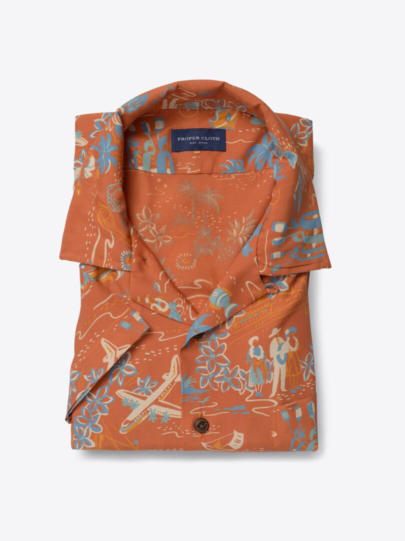 Japanese Terra Cotta Aloha Print Rayon 