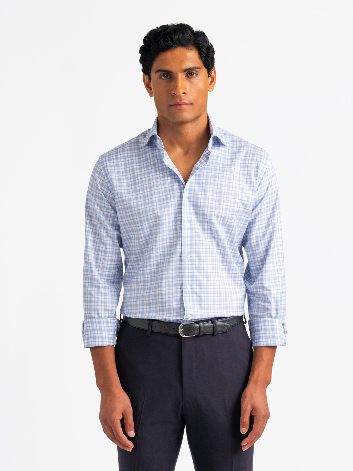 Sutton 120s Blue and Green Check Shirt by Proper Cloth