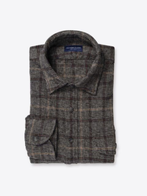 Shop Japanese Charcoal and Hazelnut Low Twist Glen Plaid