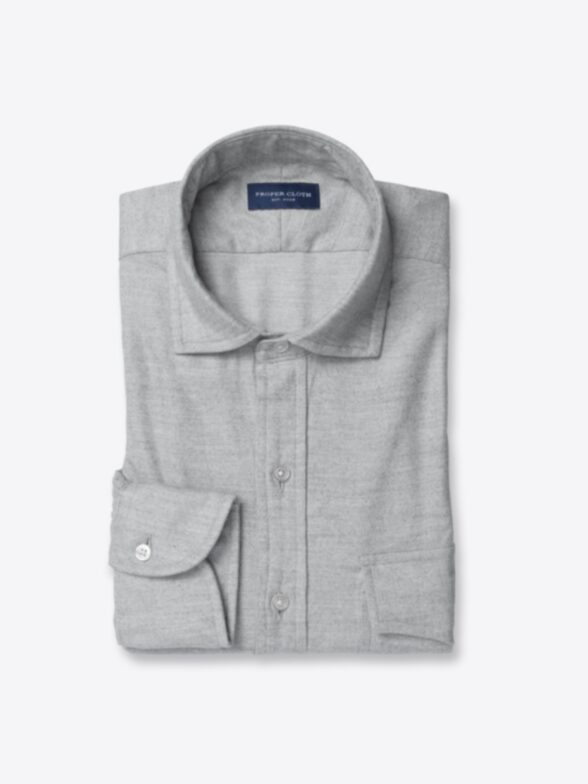 Thumb Photo of Albini Grey Cotton Tencel Herringbone Flannel