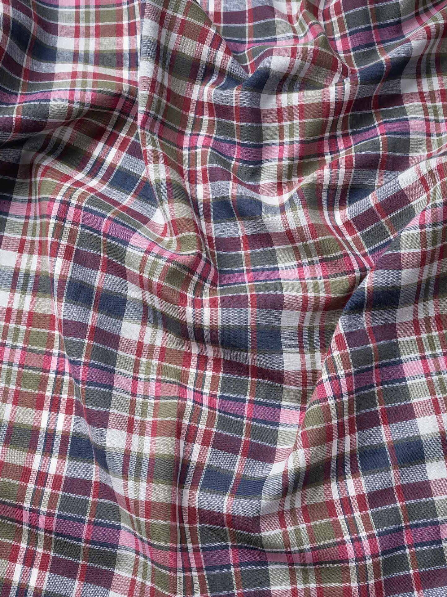 Navy Olive and Pink Indian Madras Shirts by Proper Cloth