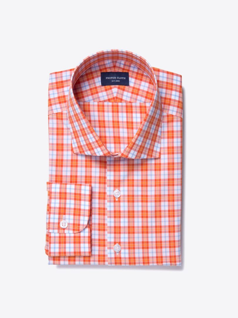 Varick Orange Multi Check Custom Made Shirt 