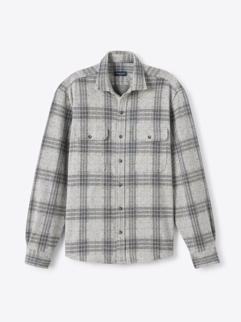 Men’s Grey Melange Plaid Viscose Blend Knit Thumb