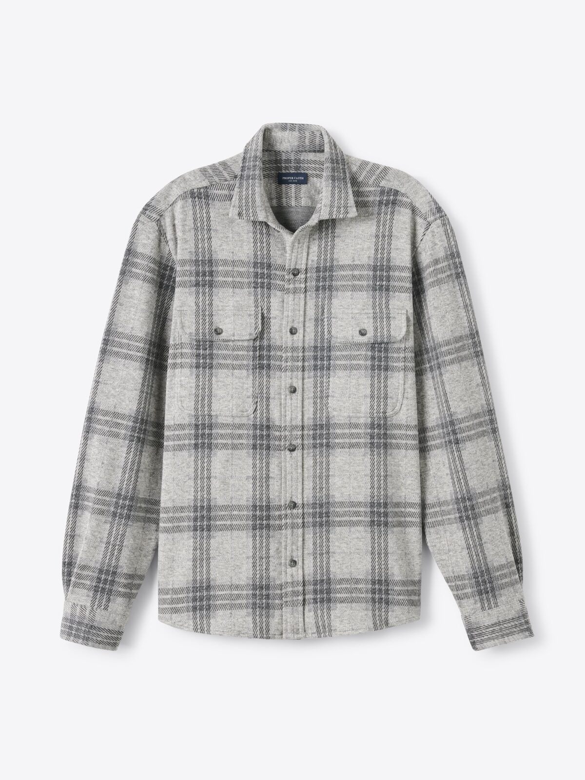 The Flannel Sweater Shirt in Grey Melange Plaid