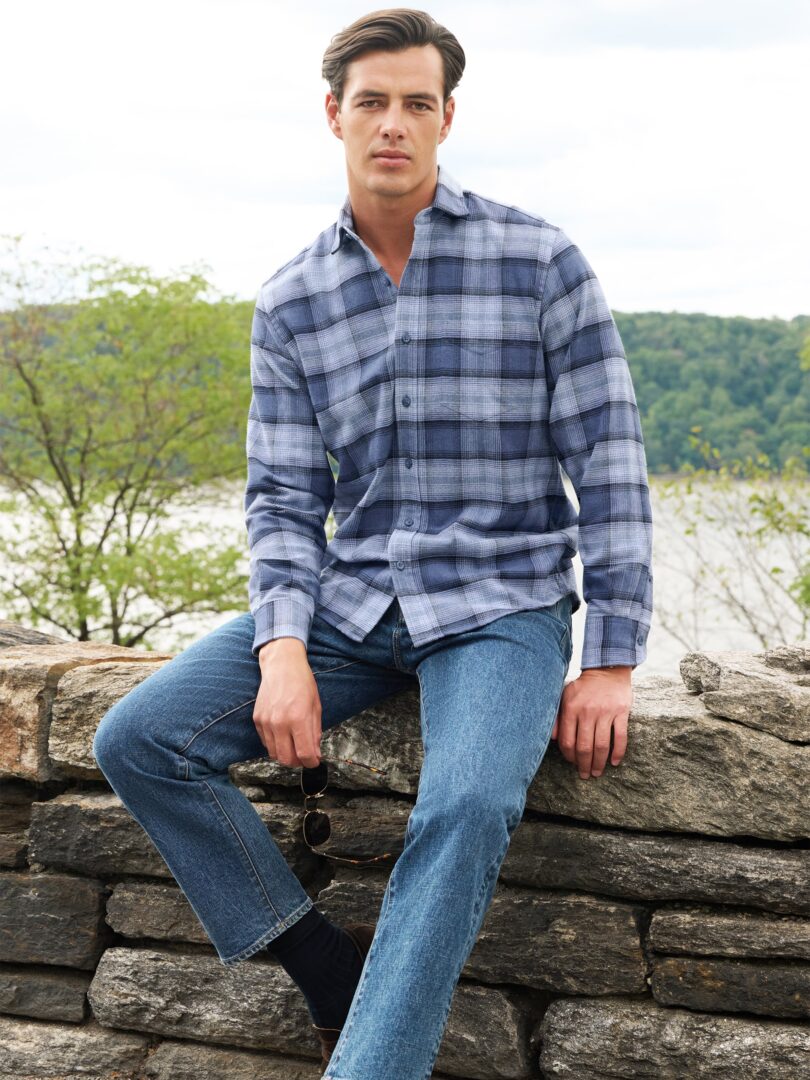 Teton Tonal Blue Plaid Flannel Thumb Detail