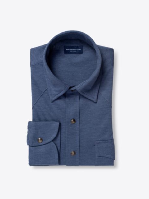 Shop Canclini Melange Slate Blue Knit Pique