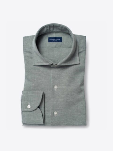 Shop Thomas Mason Washed Sage Melange Cotton Linen Oxford