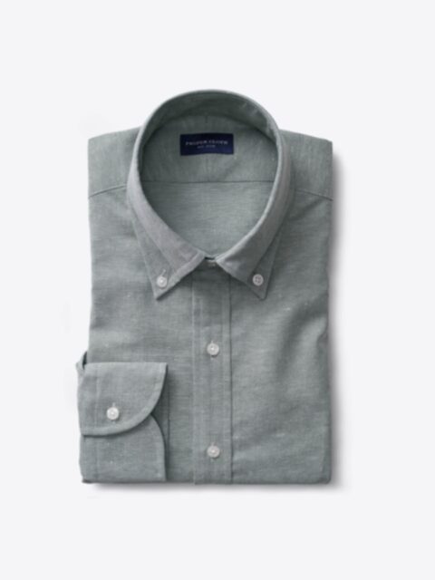 Shop Thomas Mason Washed Sage Melange Cotton Linen Oxford
