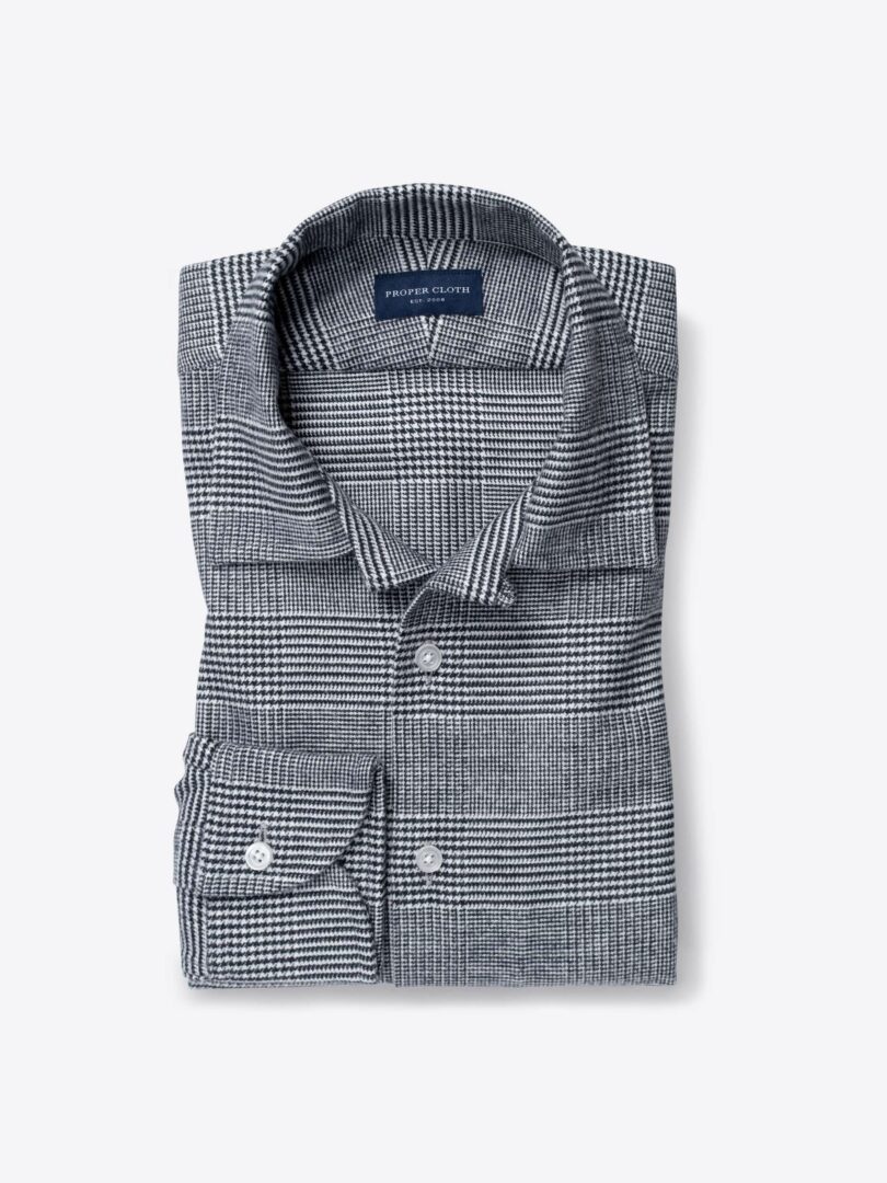 Black and White Large Glen Plaid Flannel 