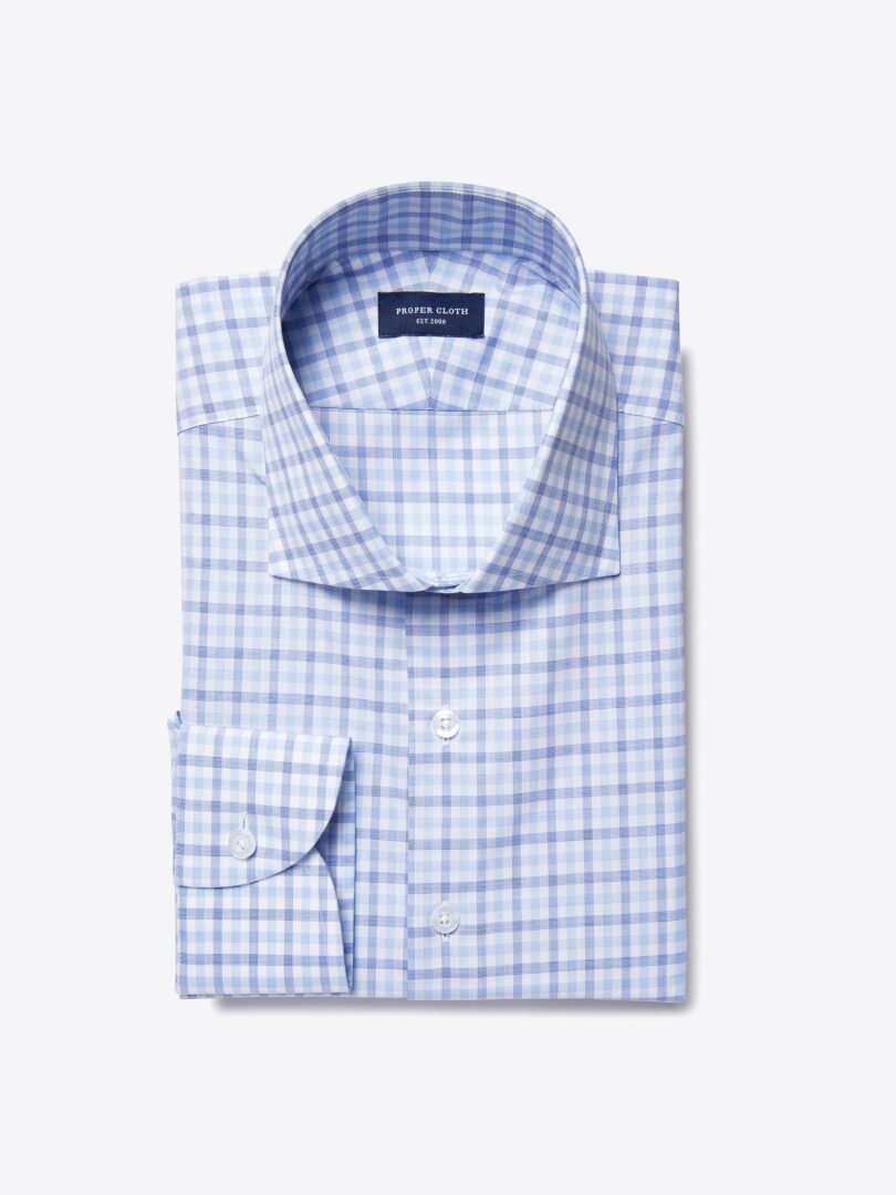 Thomas Mason Blue End-on-End Check Tailor Made Shirt 