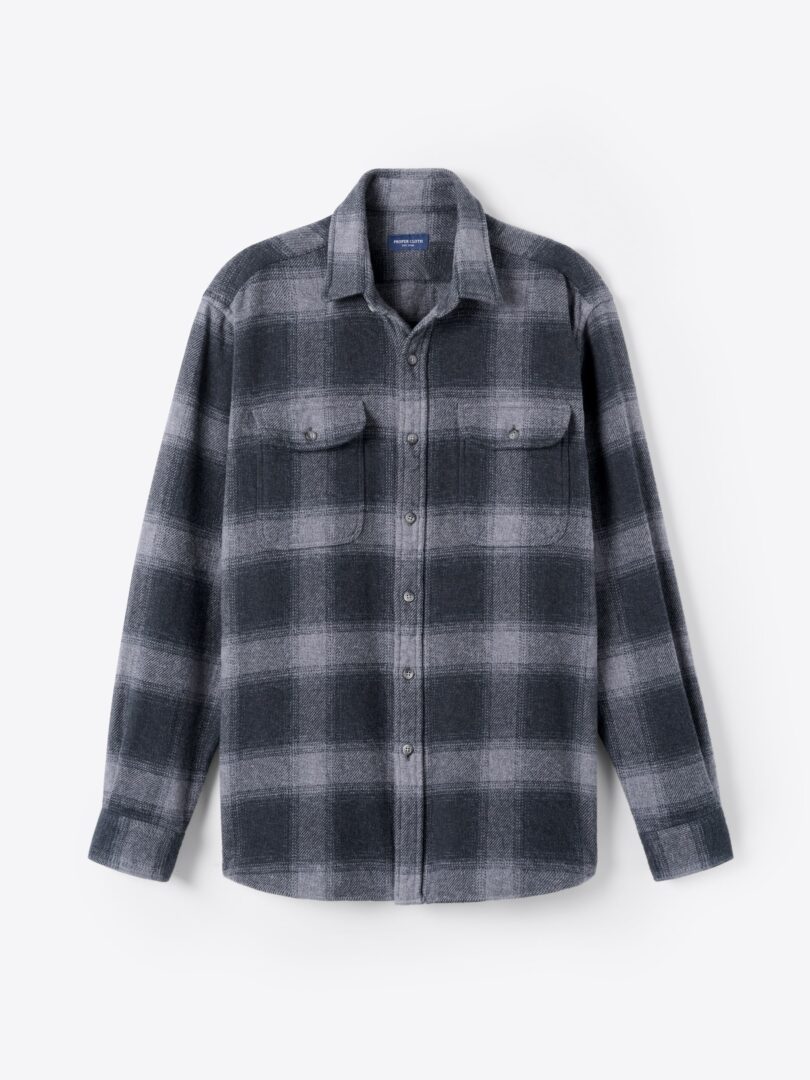 Japanese Charcoal Low Twist Large Ombre Plaid 
