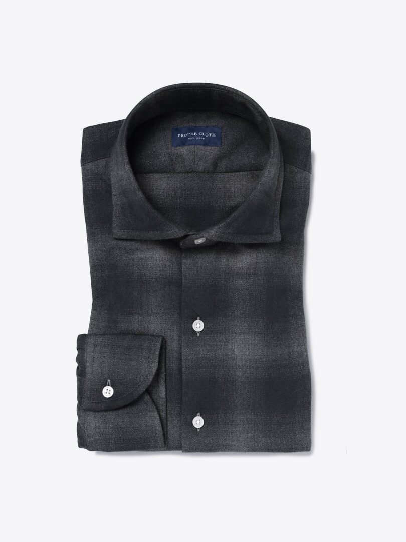 Canclini Charcoal Ombre Plaid Beacon Flannel Custom Made Shirt 