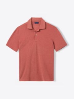 【2plan】Clay Collar Short Sleeve Tee Carmel Clay Cotton and Tencel Knit Pique Shirt by Proper Cloth