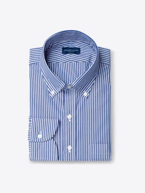 Shop 140s Navy Wrinkle-Resistant Bengal Stripe