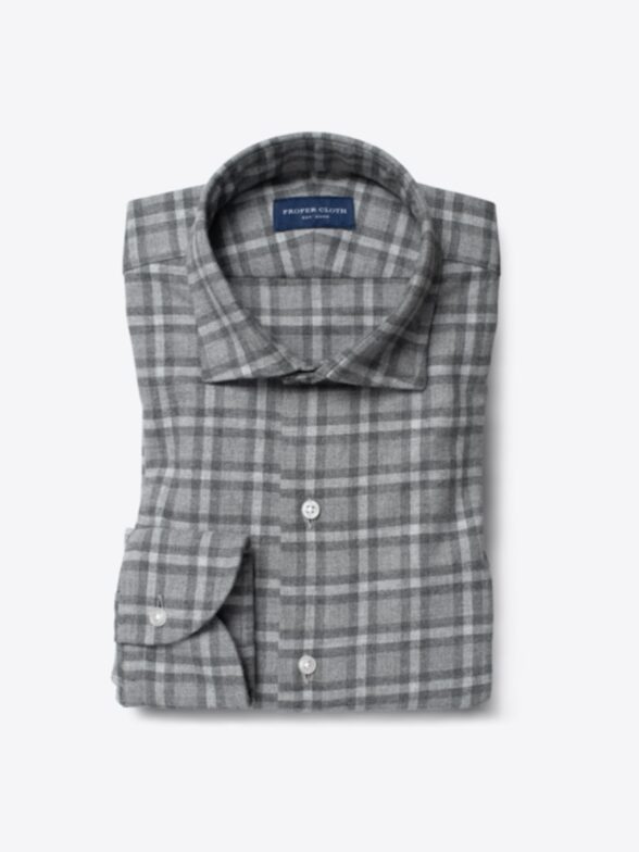 Stowe Light Grey Melange Plaid Flannel