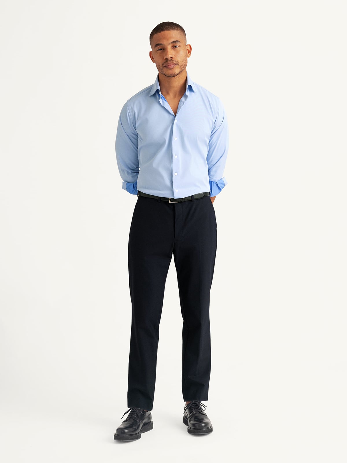 Proper Cloth Men's Performance Blue Twill Custom Dress Shirt - Blue, Size: 17, Regular, Nylon Proper Cloth Men's Performance Blue Twill Custom Dress Shirt - Blue, Size: 17, Regular, Nylon