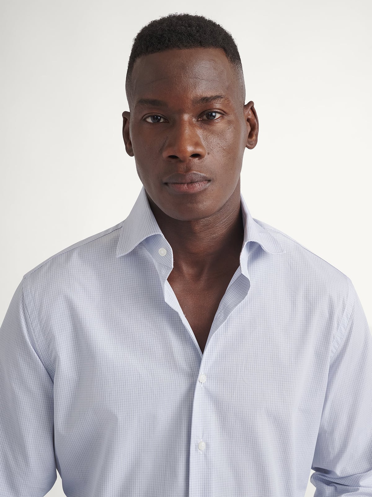 The Thomas Mason Luxury Broadcloth Shirt in Blue Tattersall