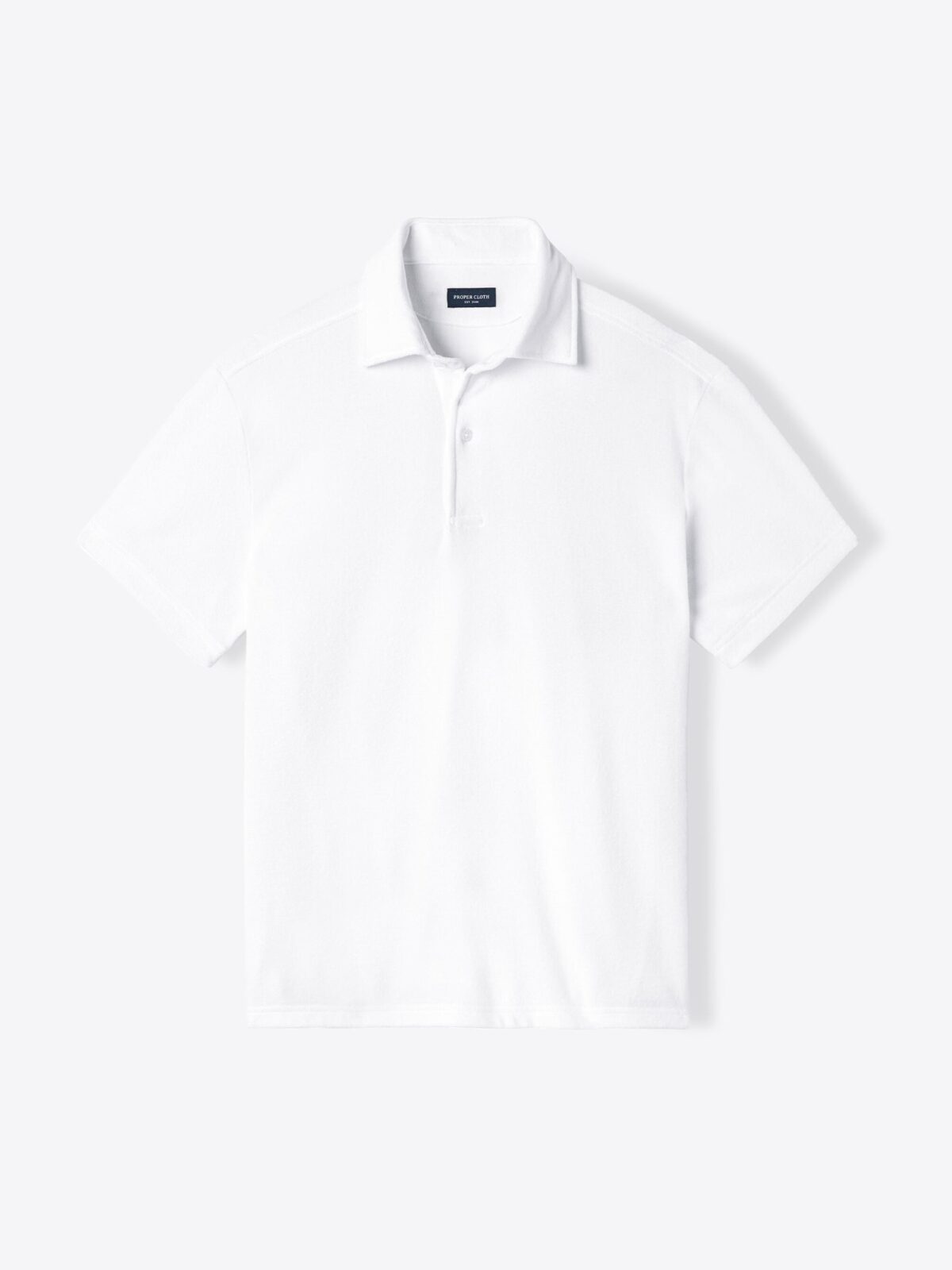 White Terry Cloth Knit Poolside Polo Shirt