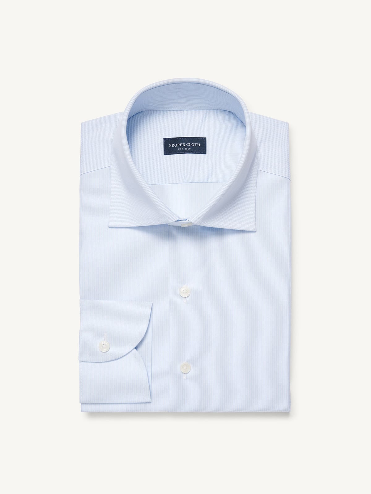 The Thomas Mason Fine Twill Shirt in Light Blue Micro Stripe