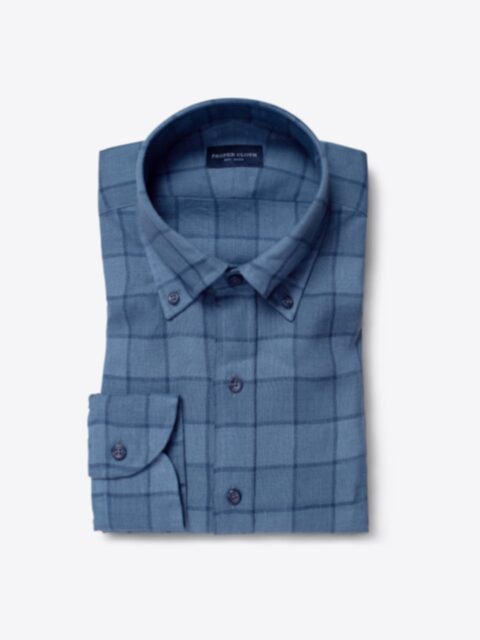 Shop Redondo Steel Blue Border Check Linen