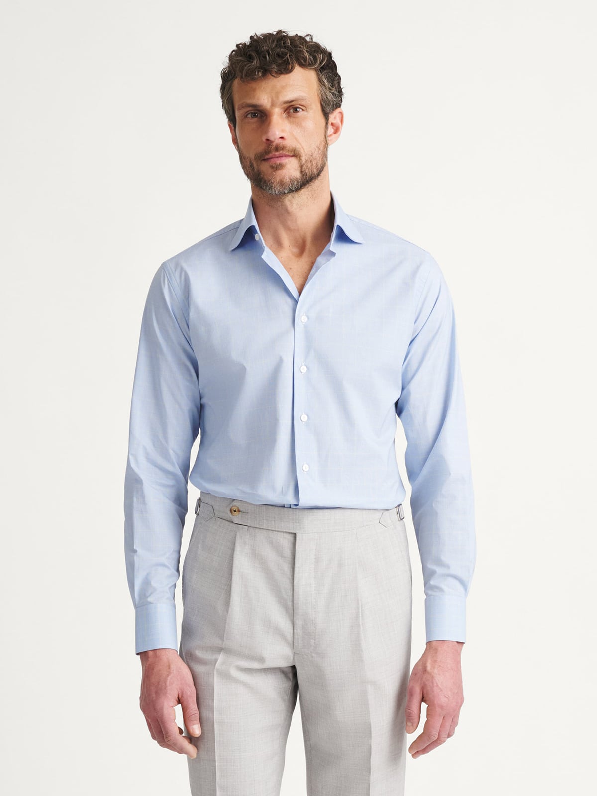 The Thomas Mason Broadcloth Dress Shirt in Blue and Yellow Prince