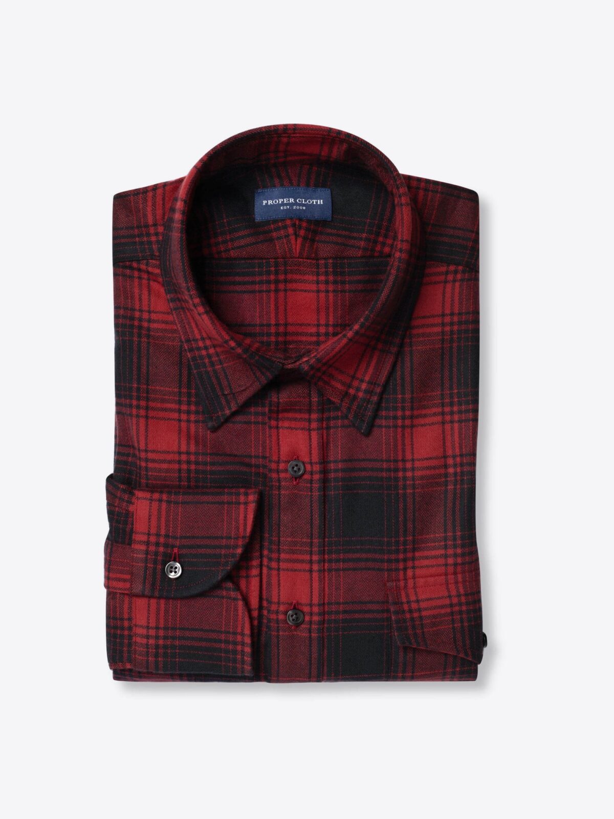Canclini Scarlet and Black Ombre Plaid Beacon Flannel Shirt by Proper Cloth