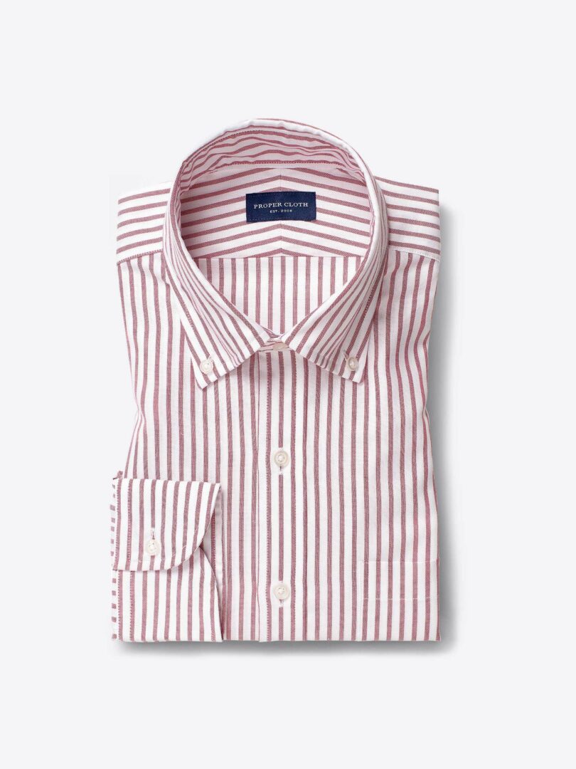 Red Striped Summer Oxford Fitted Shirt 