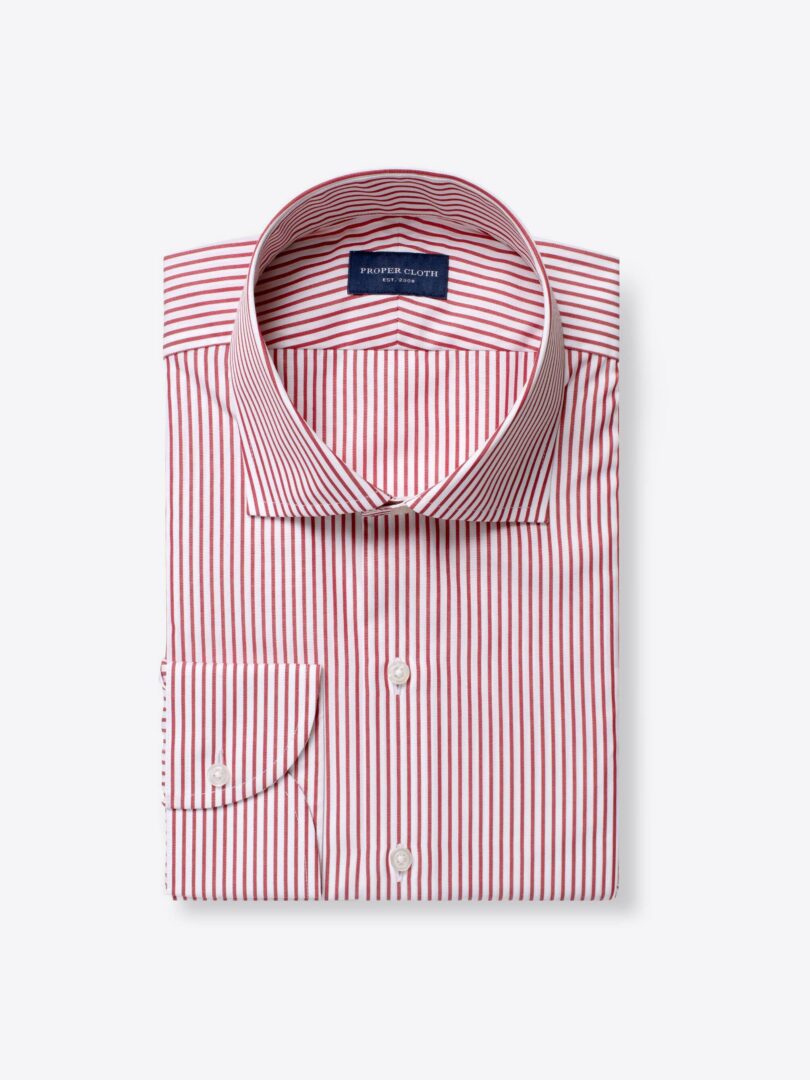 Stanton 120s Red Stripe Custom Made Shirt 