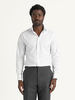 The Thomas Mason Wrinkle-Resistant Dress Shirt in White Royal Oxford