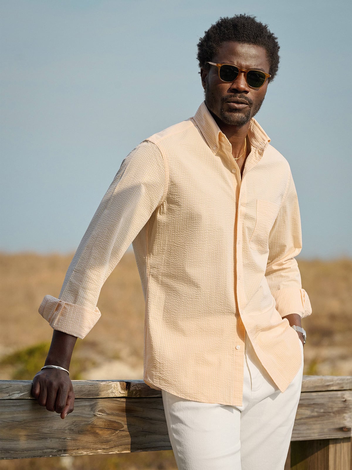 Proper Cloth Men's Portuguese Yellow Tonal Seersucker Custom Dress Shirt - Yellow, Size: 4XL, Big, Tall, 100% Cotton
