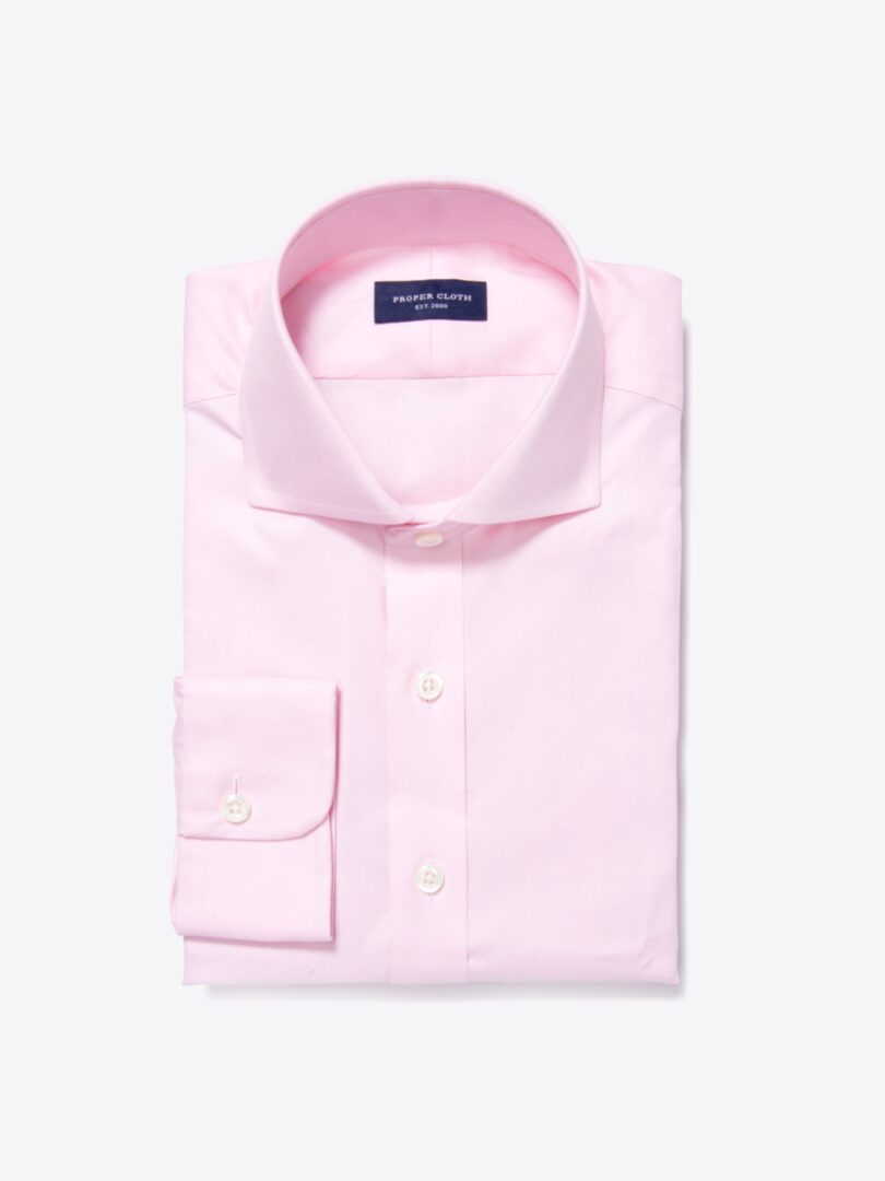 Thomas Mason Pink Fine Twill Fitted Dress Shirt 